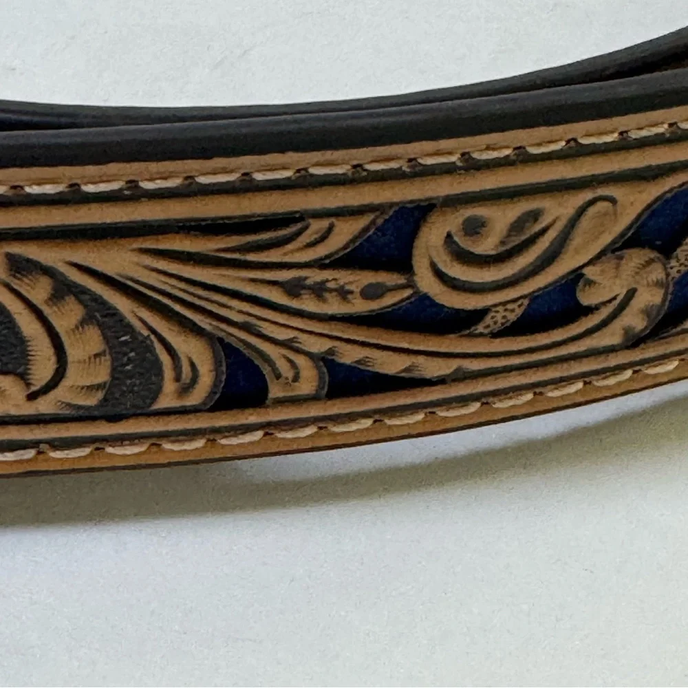 Nocona Boys Western Leather Belt with Bull Rider Buckle